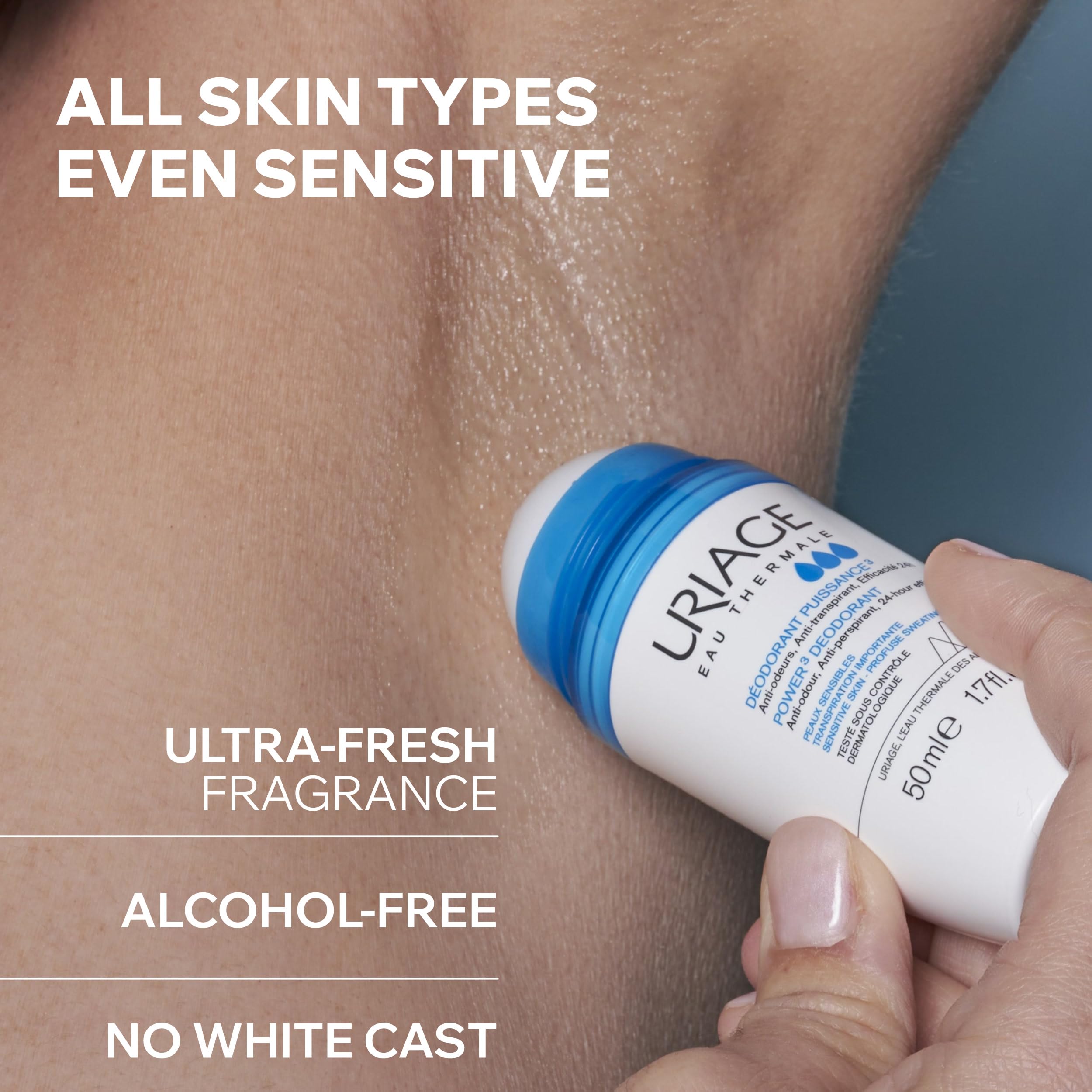 Uriage Deodorant For Sensitive Skin, Daily Freshness, Aluminum-Free Formula, No Alcohol, 24-Hour Odor Protection, Suitable For Sensitive Skin, No White Marks, Unisex