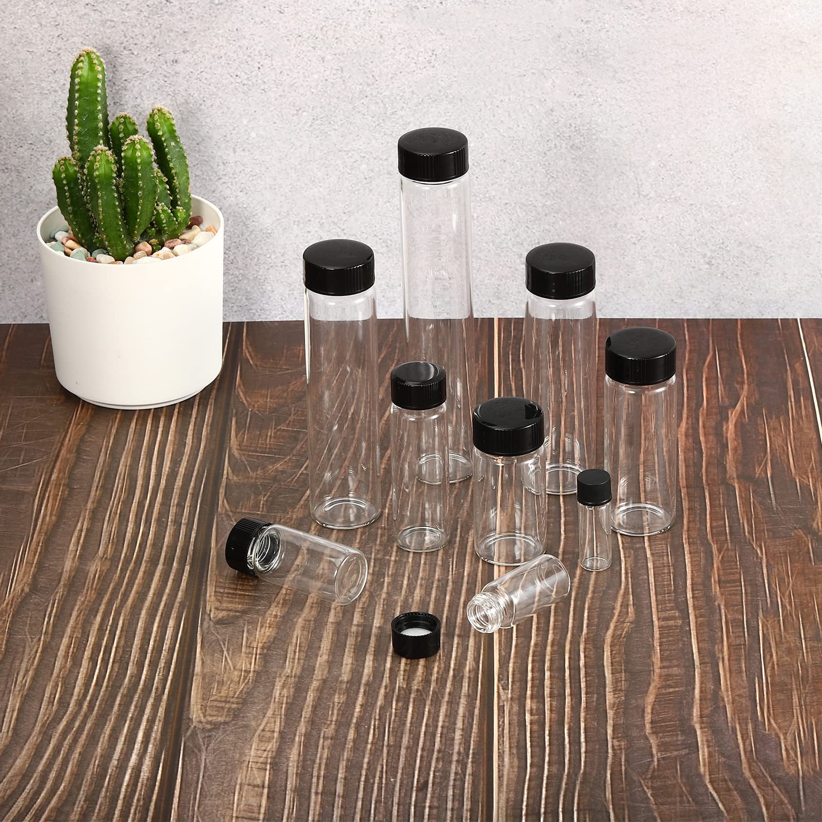 PATIKIL 100mL Reagenz Medien Flasche, 4Pcs runde abgestufte Glas Speicher Flasche blaue Schraube für Labor Haus, klar