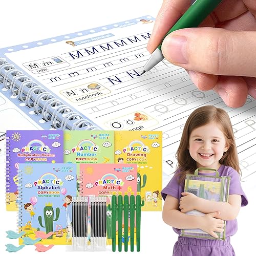 Miniatura 9 de Cuaderno mágico reutilizable para niños, práctica de libros de escritura a mano, juego de escritura reutilizable con una bolsa de almacenamiento
