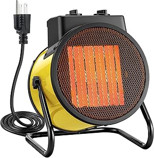 Electric Heater for Indoor Use, 1500W Quick Heating Portable Garage Heater with 90° Adjustable Angle, Space Warmer Suitable for Greenhouse Garage Tent Indoor Outdoor(Yellow,1 Pcs)