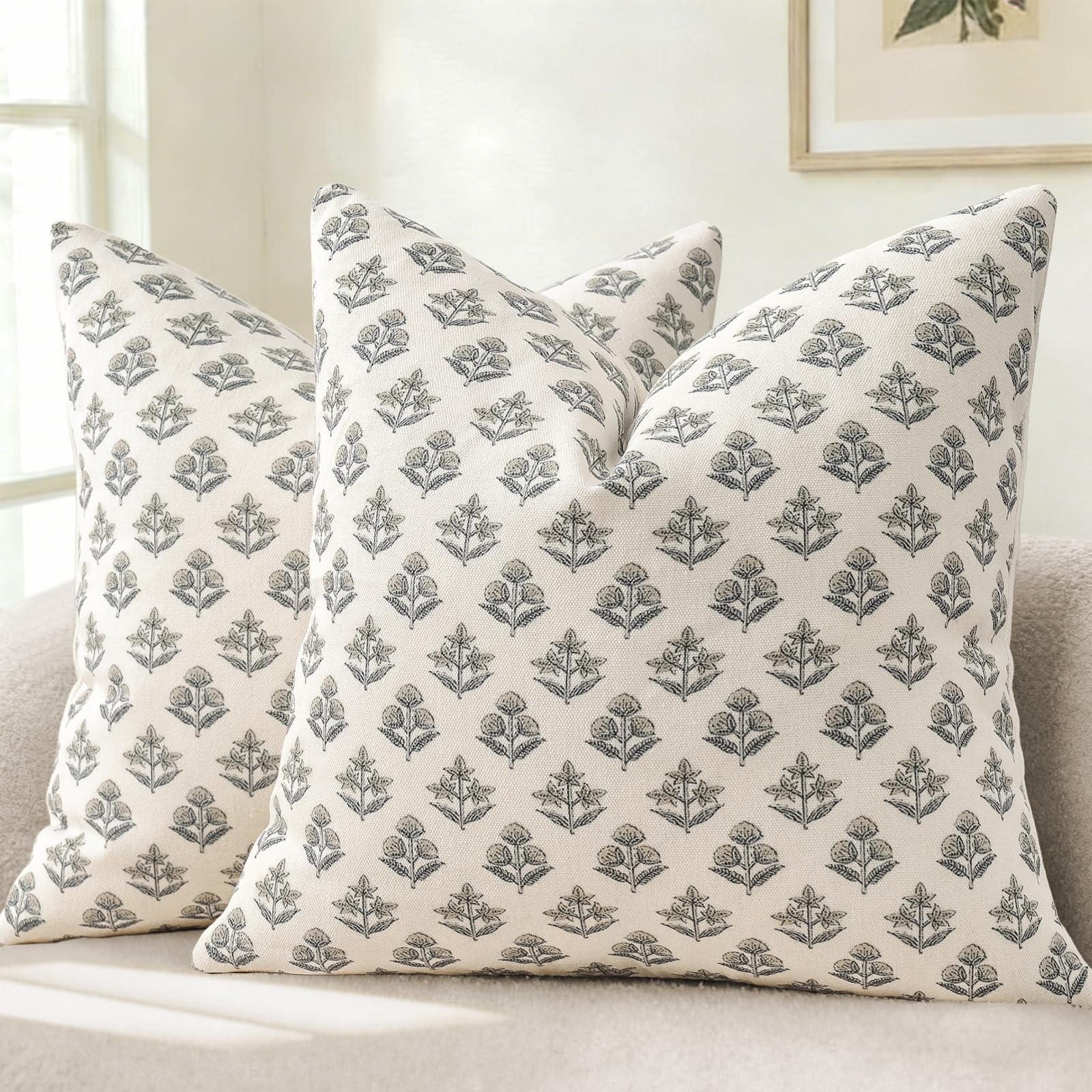 YCOLL Modernes Botanisches Vintage-Design Kissenbezug 2er Set Blumen Kissenbezüge, Sofakissen, Dekokissen für Sofa, Couch, Stuhl, Bett, Wohnzimmer Heimdekoration