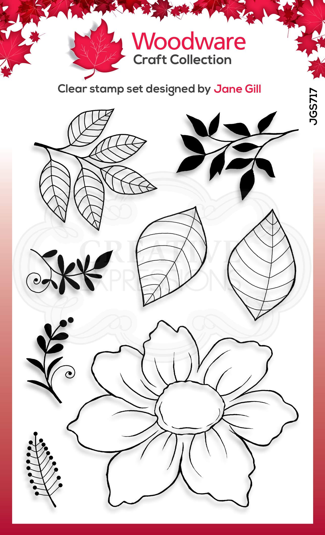 Woodware Transparent Jane Gill - Clear Magic Stamp Set - Dog Rose