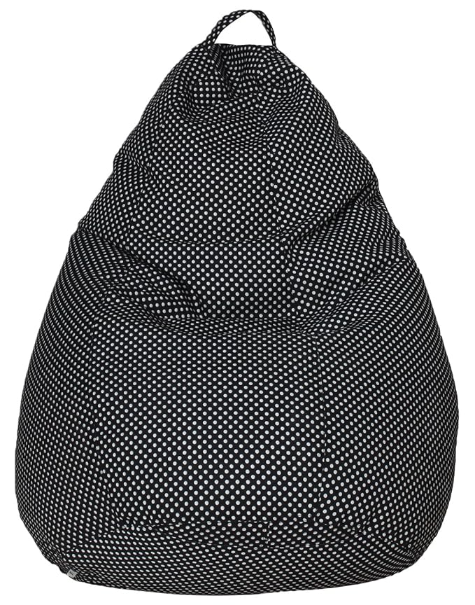 Sattva Classic Polka Party XXXL Bean Bag Cover Without Beans - Black Polka