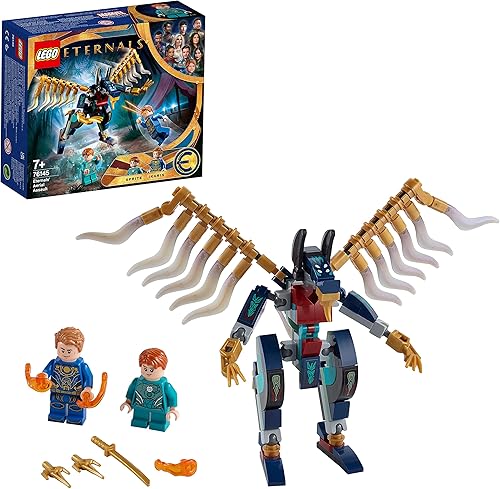 LEGO 76145 Marvel Eternals - Juguete de construcción de asalto aéreo para niños con superhéroes y figura de acción desviada, idea de regalo para