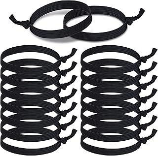 30 Pcs Knotted Mens Hair Ties, Elastic Flat Hair Ties for Men, No Crease Breakage Hair Ties for Men, Long Curly Ponytail Holders Strong Holder Hair Ties for Guys, Black