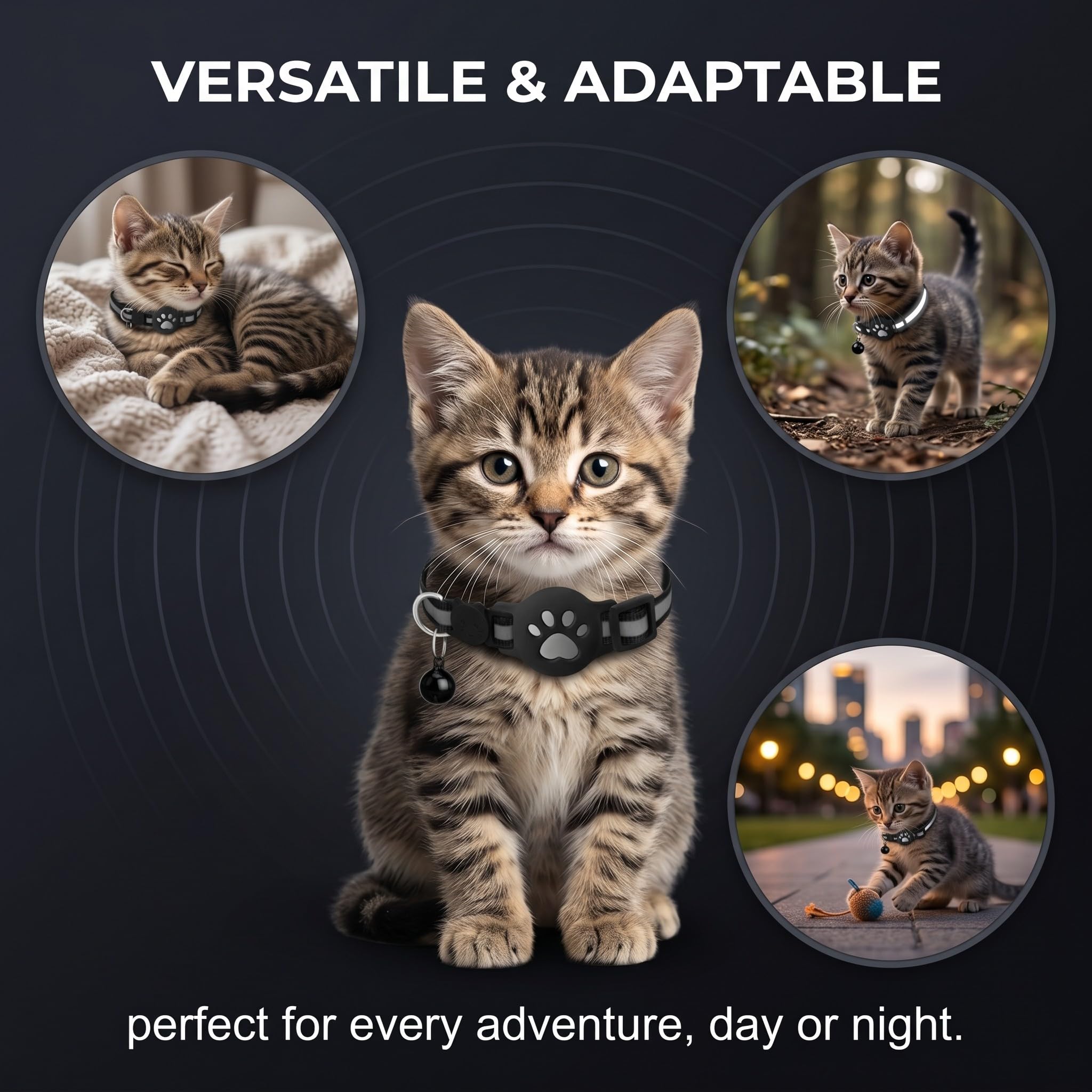 1 Collare Gatto per Airtag con Riflettente, Collare Elastico per Gattini con Supporto Compatibile con Airtag, Set 1 Rosso, Accessorio per Animali, Protezione e Sicurezza