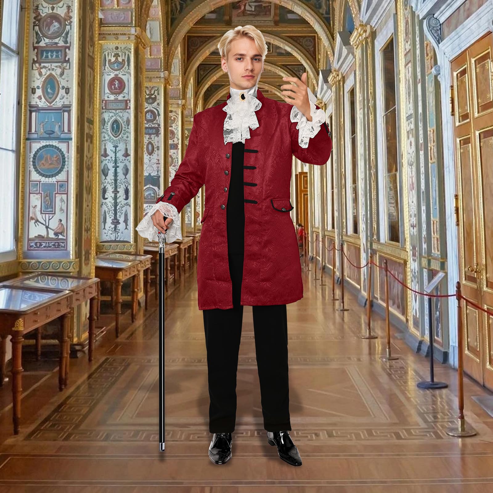 Cappotto da uomo gotico steampunk medievale vintage redingote cappotto vittoriano abbottonatura uniforme Halloween Carnevale Cosplay Costume