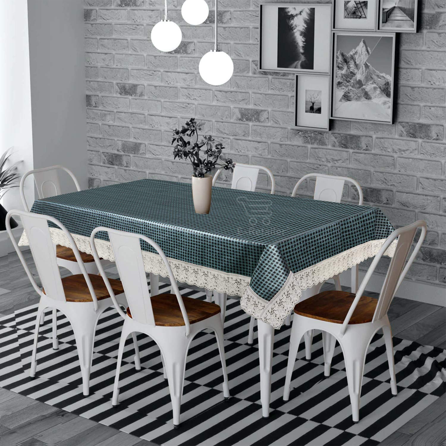 Buy ERetailer® PVC Waterproof 6 Seater Dining Table Cover (Black Grey