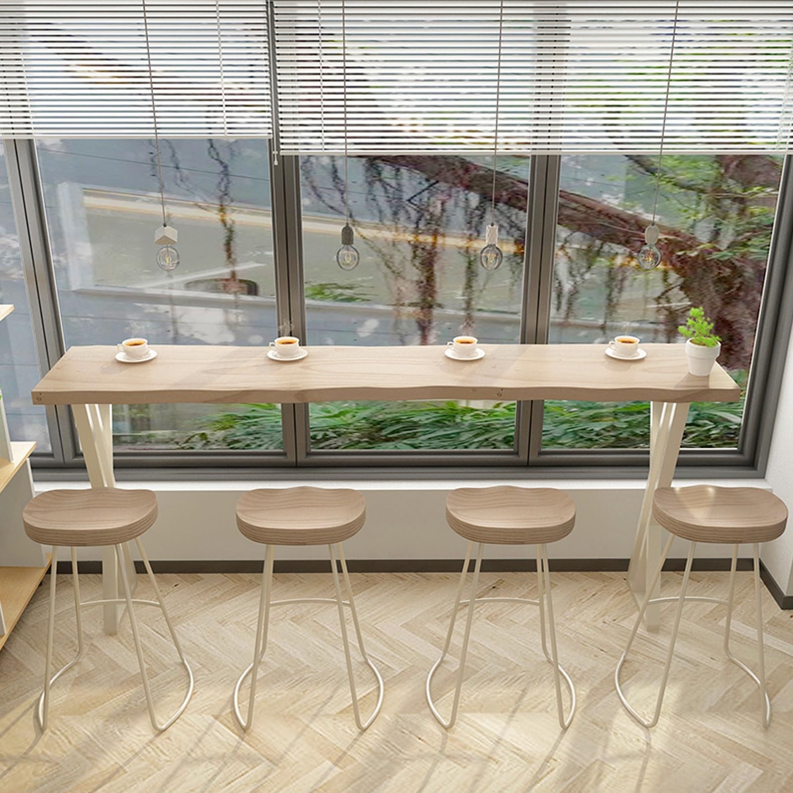 Table de bar industrielle étroite de 140 cm – Table haute pour restaurants, bars et balcons – Design chic avec bords supérieurs, parfaite pour les petits espaces – Tabourets non inclus