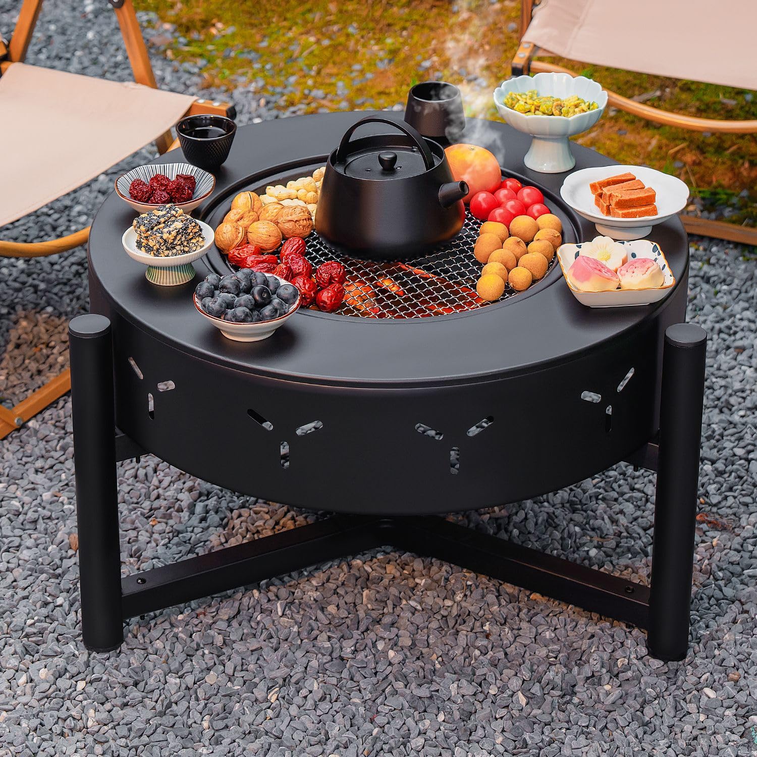 Amazon | Deerouファイヤーピット テーブル 囲炉裏 焼肉 大型 焚き火台