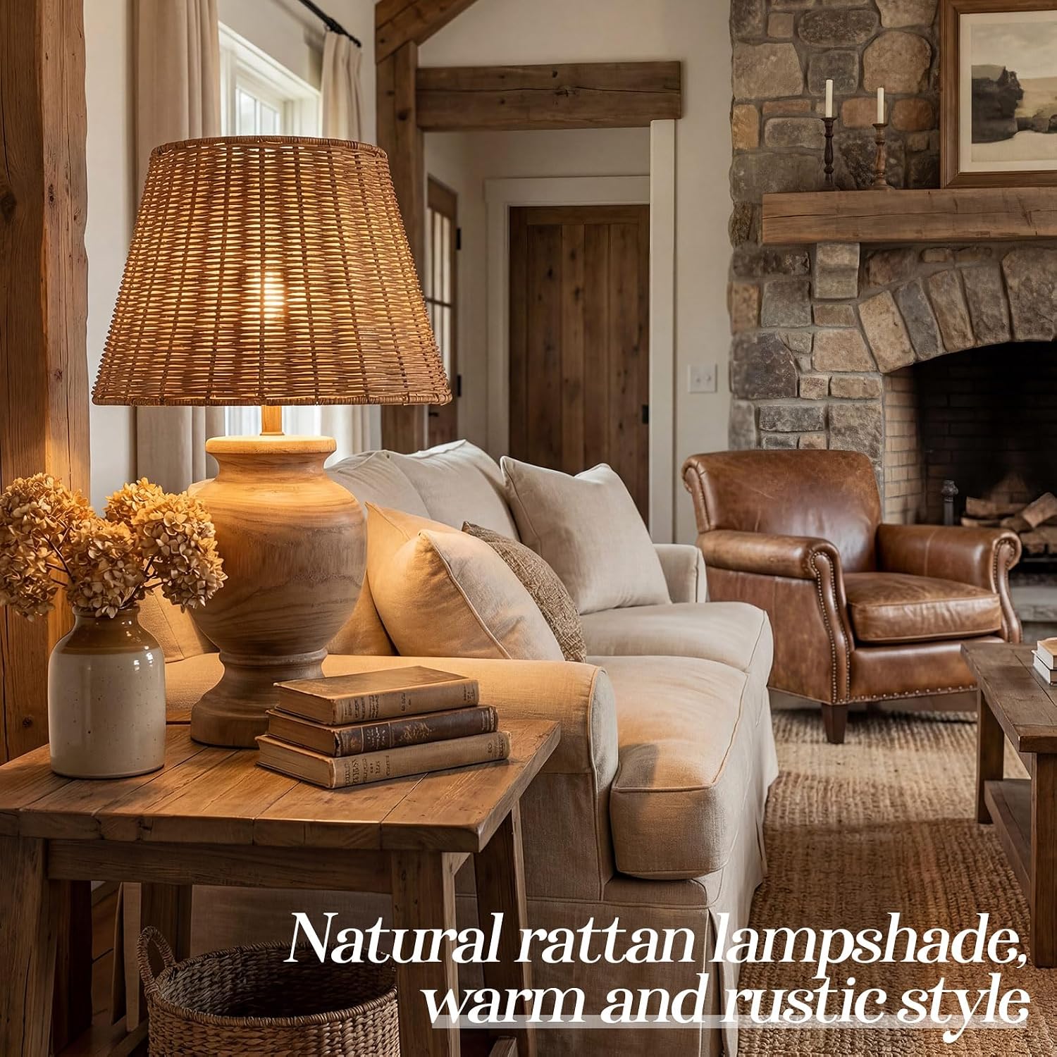 Empire Natural Rattan Spider Lamp Shade Handwoven Indonesian Rattan, Large Woven Lampshade for Table & Floor Lamps, Boho Decor (8.6" Top × 13.4" Bottom × 9.4" Slant)
