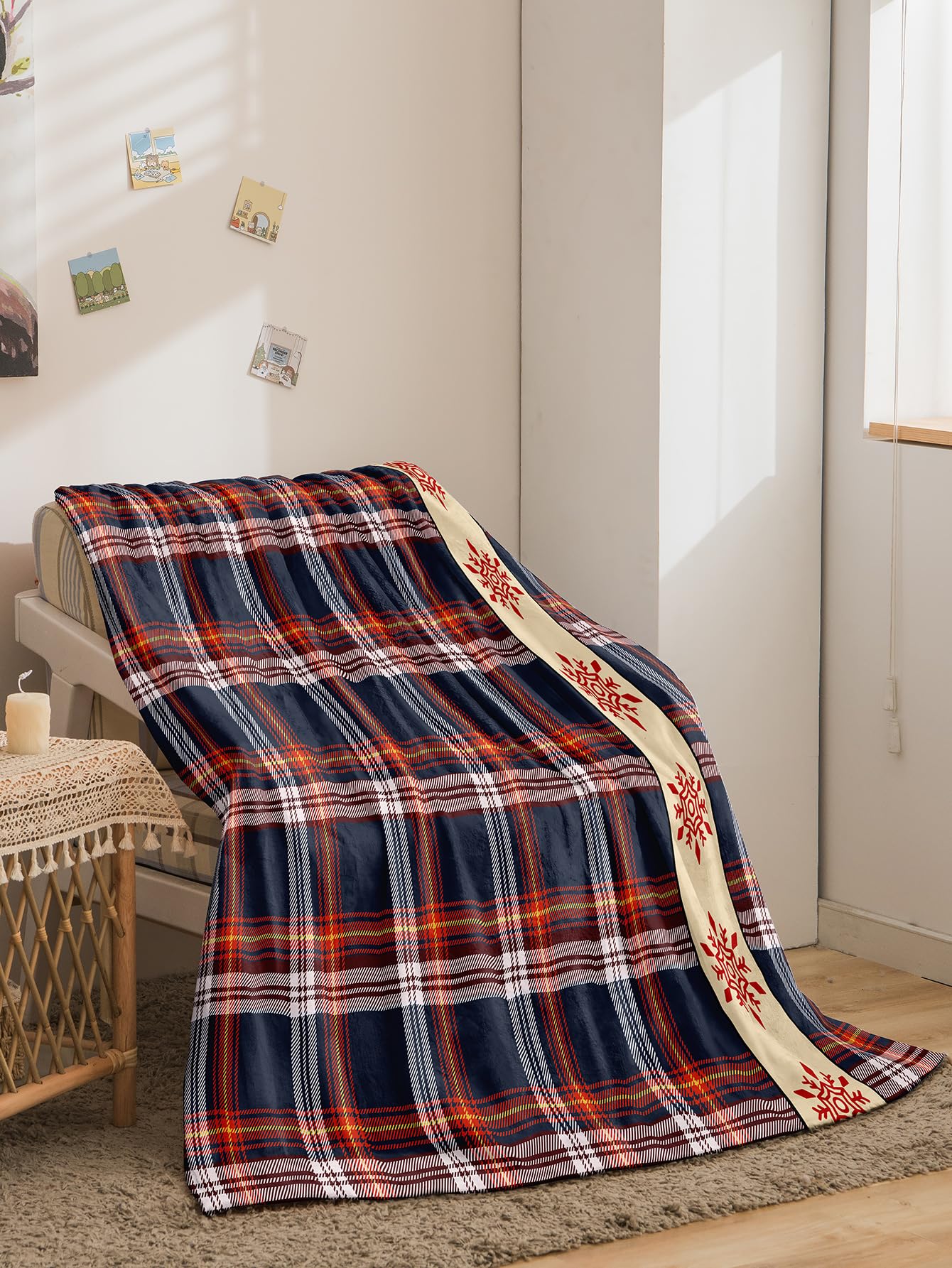 BCJMKDX Blanket, Throw Blanket Blue And Red Fleece Fluffy Super Warm Cozy(150x200cm)