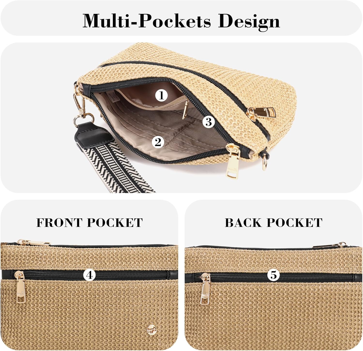 NEICOA Faux Straw Crossbody Bags Women Raffia Purses Beach Gifts Hawaii Vacation Wallet Clutch Bag Small Summer Wristlet - Image 6