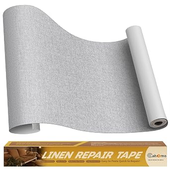 Linen Repair Tape 16x90 inch, Self Adhesive Fabric Patches, Couch Repair Patch Kit, Fabric Repair Tape for Furniture, Sofas, Carpet, DIY, Headboards, Chairs, Pillows, Linen Goods - Light Grey