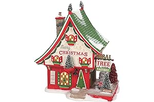 North Pole Village Sisal Tree Factory Lit Building