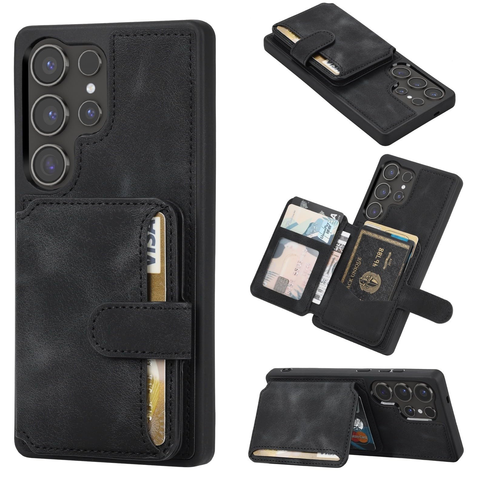 Coque Samsung S22 Ultra noir style portefeuille en silicone pour vos sorties