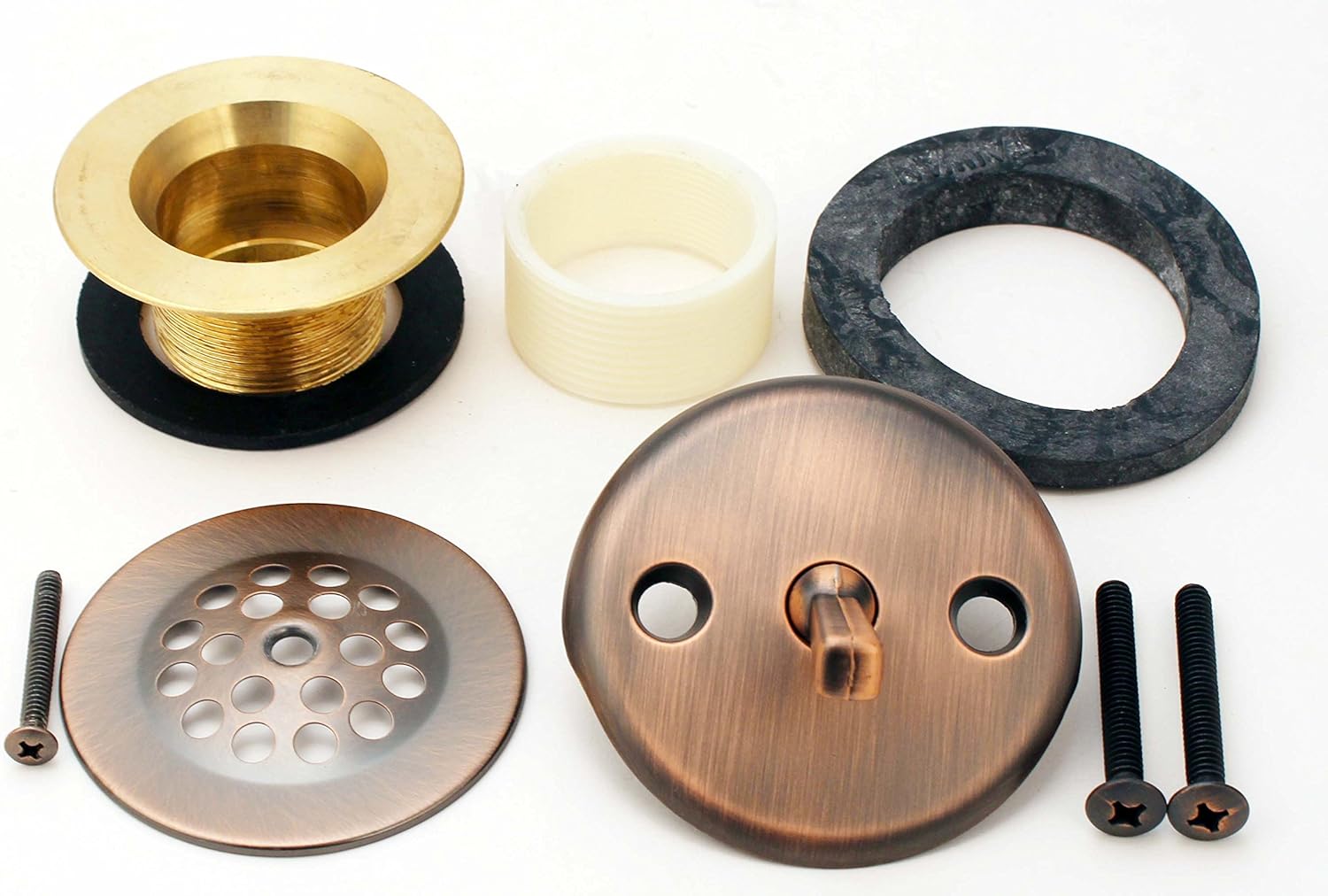 Bathtub Tub Replacement Drain Trim kit - Antique Copper Finish, Venetian Bronze, Trip Lever Type, by Plumb USA