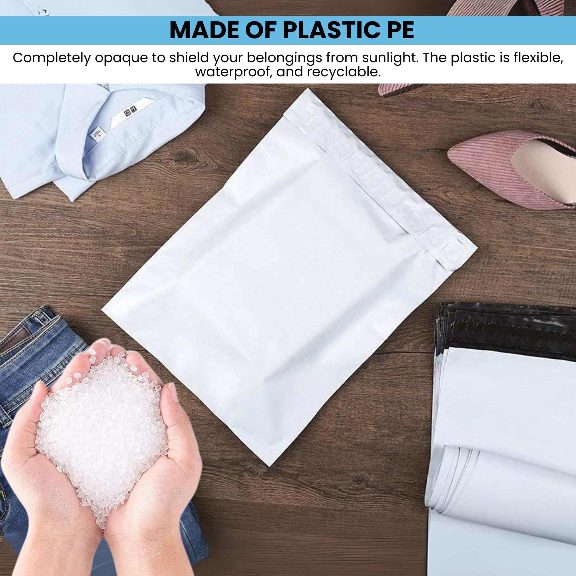 MAGIC SELECT 100 Enveloppes Plastiques 45x60 cm. Sacs d’Envoi Blanches Opaques Autocollantes, Emballage Imperméable et Résistant pour Vêtements, Livres, Chaussures et Colis