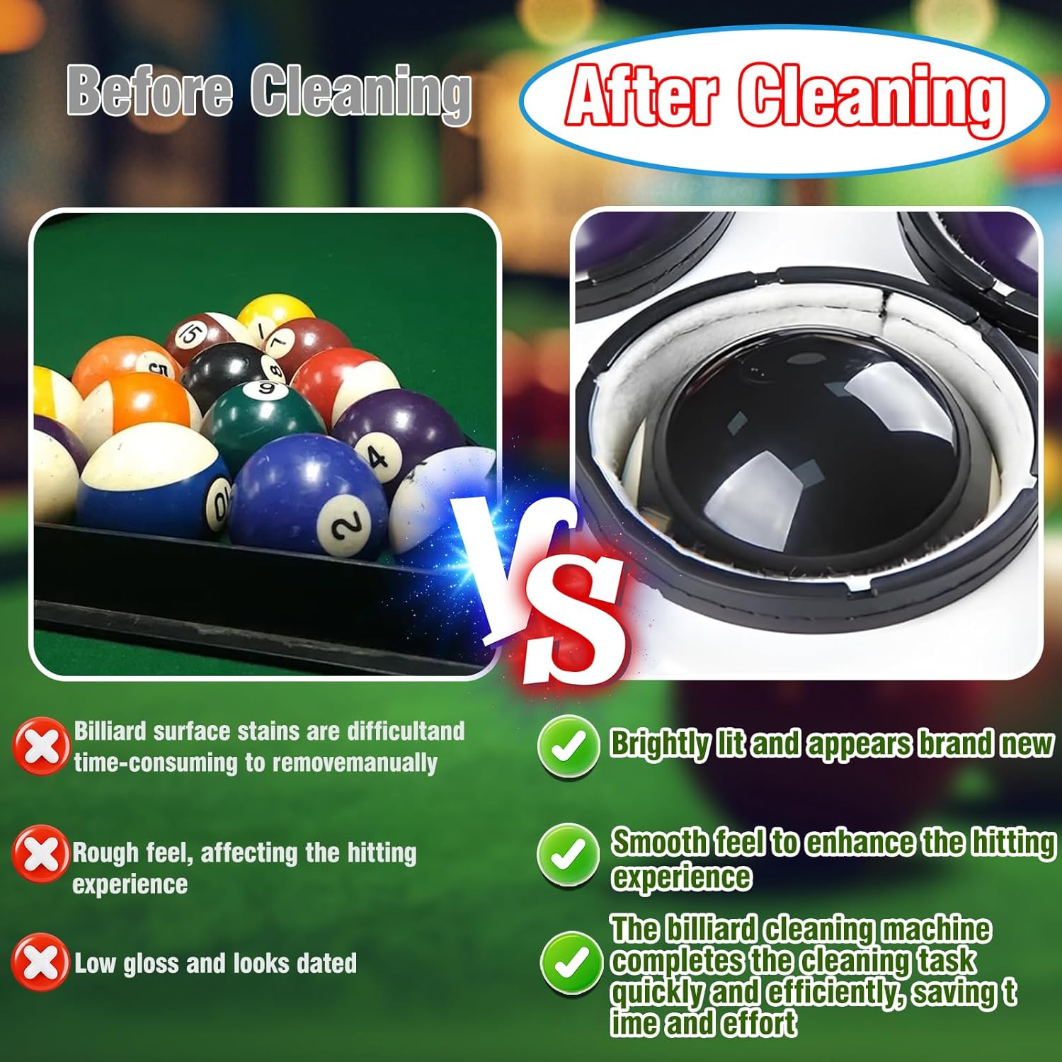Billiard Ball Cleaner and Polisher 260W Pool Ball Cleaner Machine 110V Pool Ball Polisher