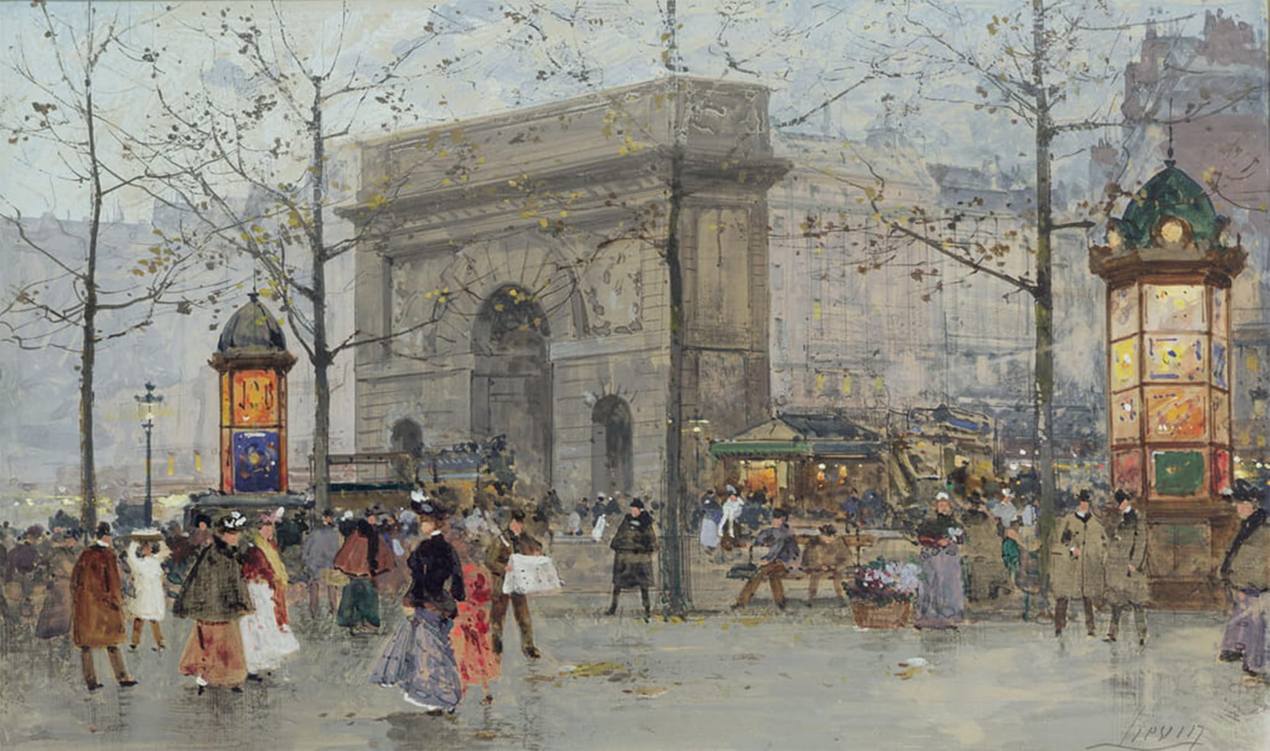 SERENDIPITP Retro Picture Poster Wall Art Pictures Painting Street Scene in Paris by Eugene Galien Laloue Wall Art Canvas Print for Wall Decor 60x90cm