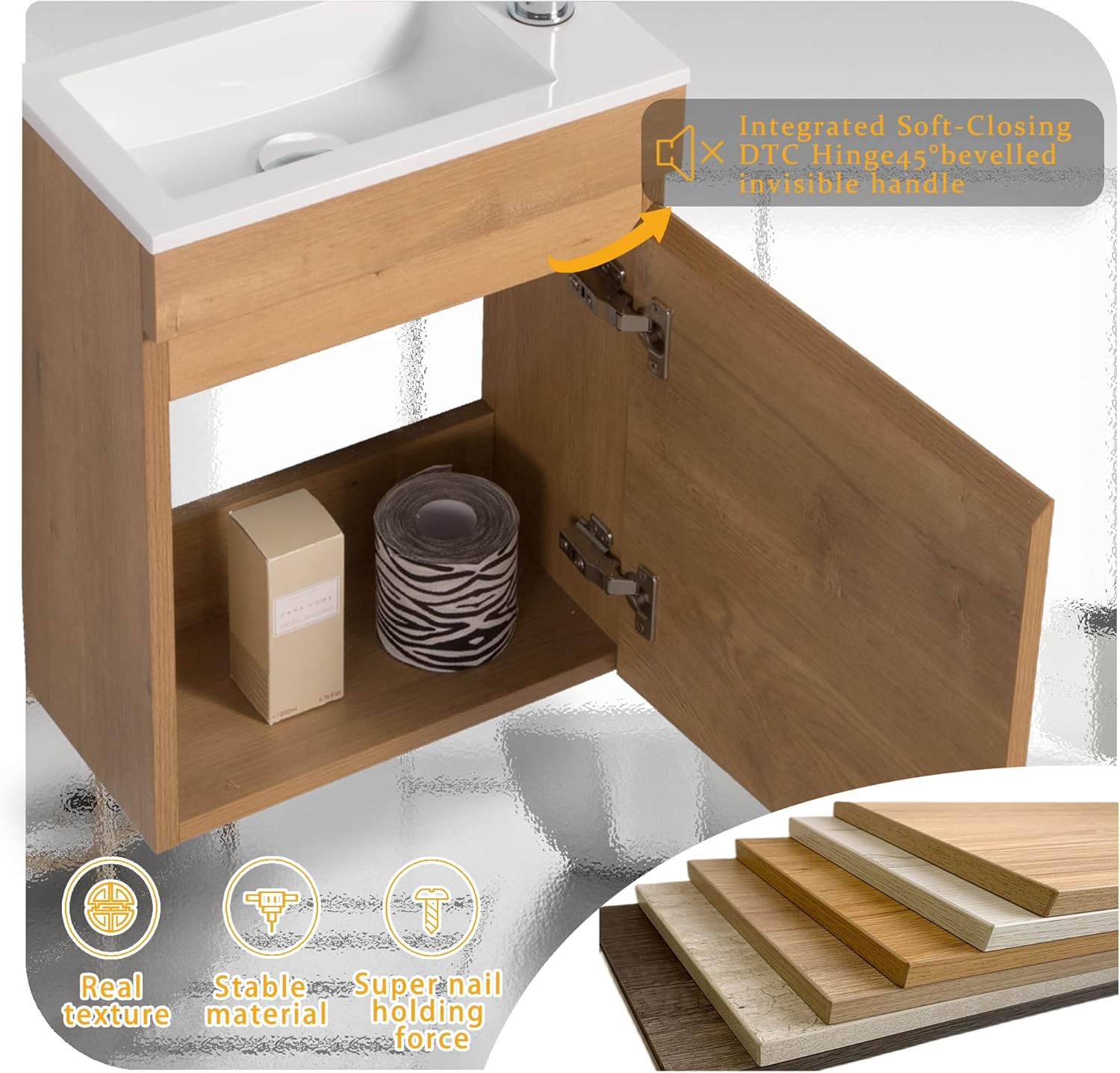 Buy TONA 16 Small Bathroom Vanity and Sink Combo, Wall Mounted Vanity