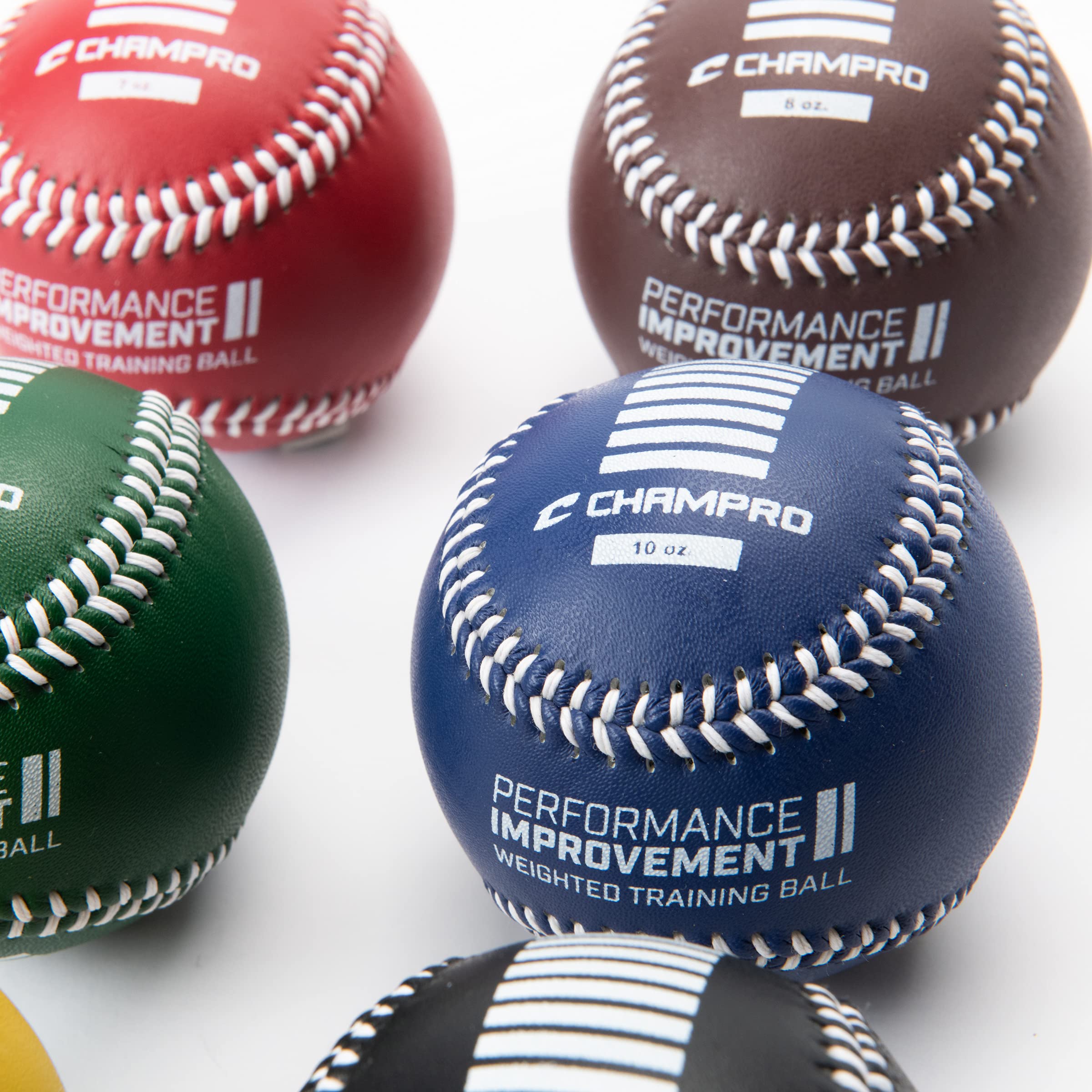 Champro Training Baseballs 9-Inch Set of 6 Red Maroon Green Yellow Blue Black
