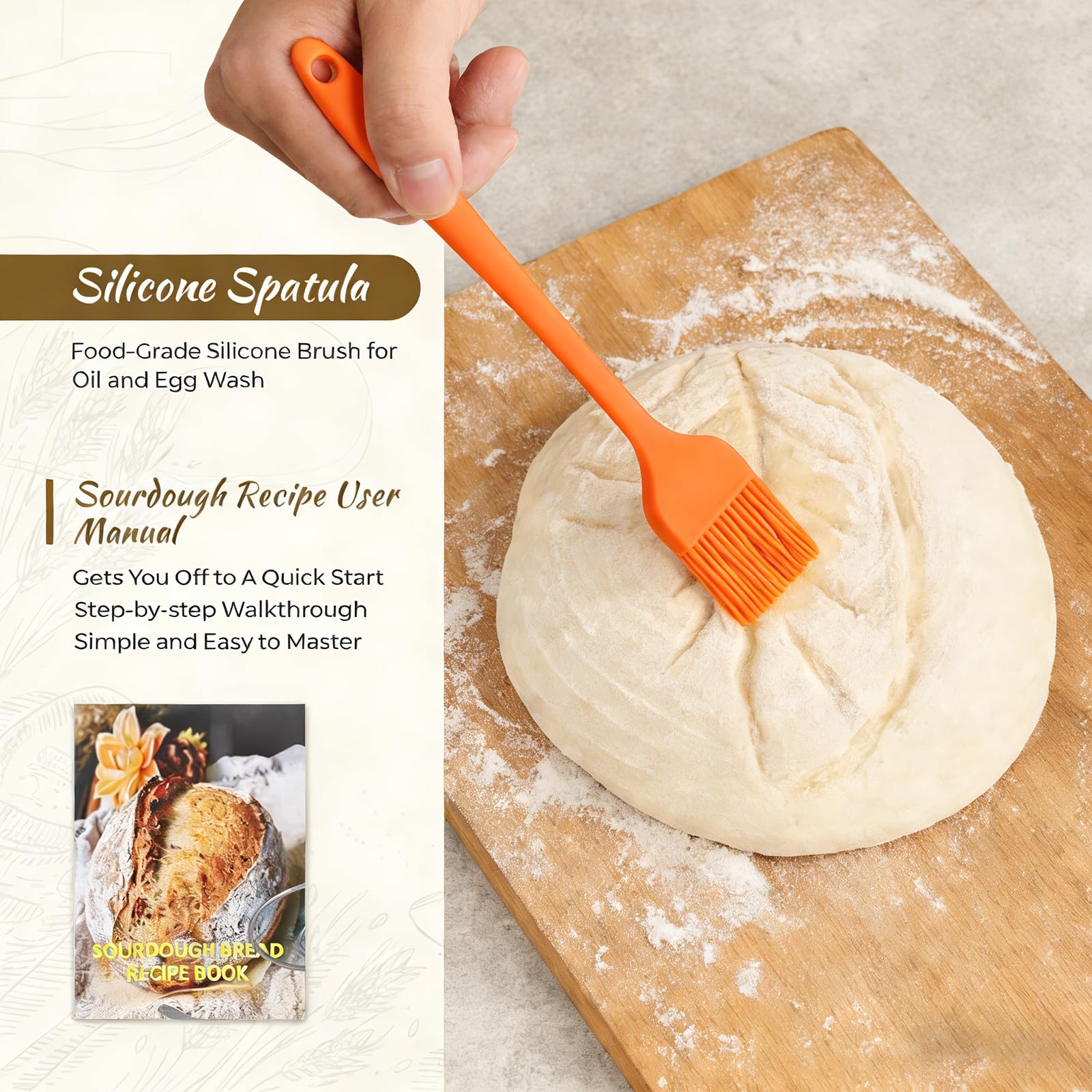 Cottura del Pane lievitazione Set Silicone Pieghevole Rotondo da 23 cm e uno ovale da 25 cm un Barattolo per Lievito Madre Accessori per Cottura Ideale per Cottura Domestica e Professionale