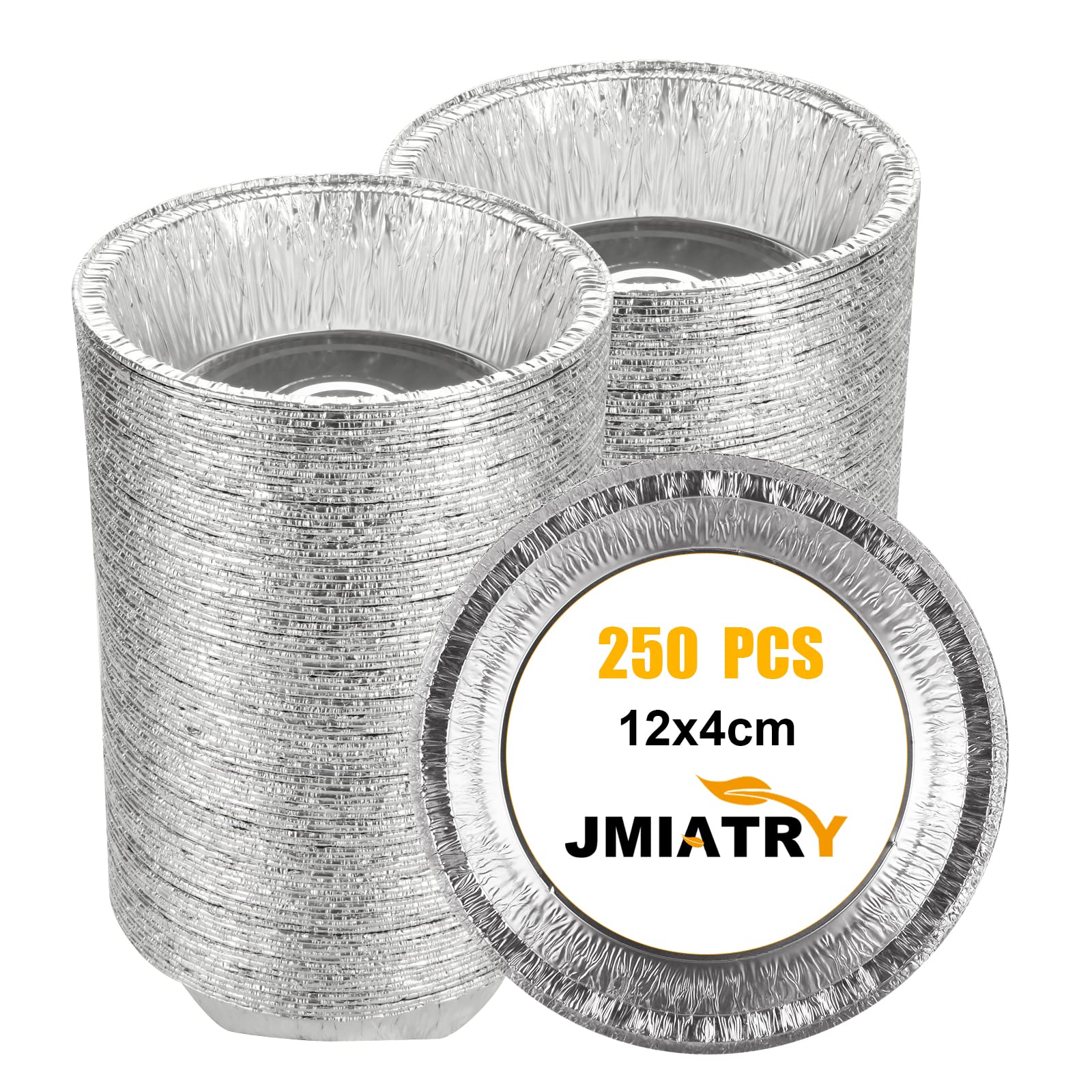 JMIATRY 250 bandejas de papel de aluminio para tartas, 12 cm, bandejas redondas de aluminio desechables para pasteles pequeños, tartas de mermelada y pasteles