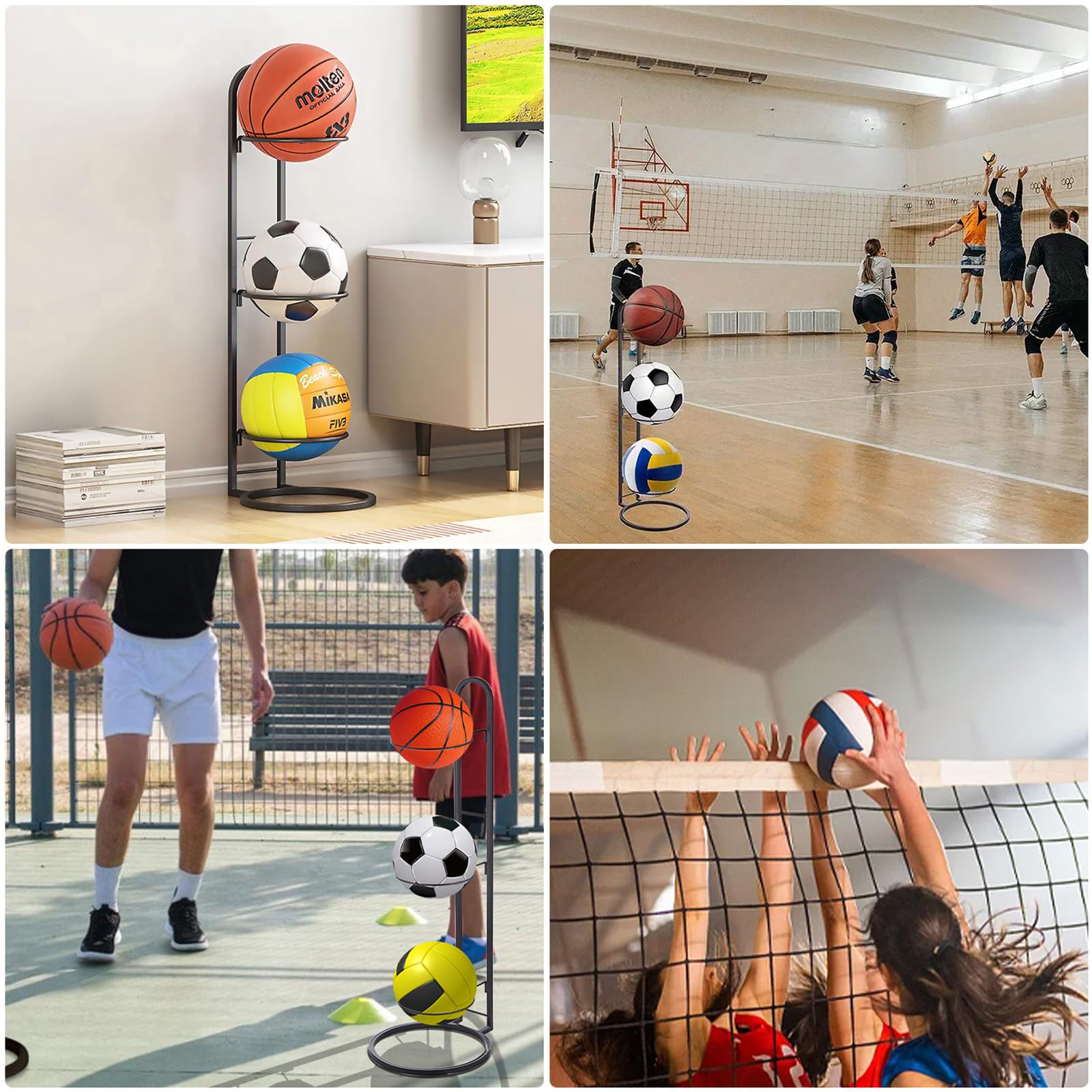 HarBin-Star Ballständer 5-stufig - Aufbewahrungsregal Für Sportbälle In Weiß