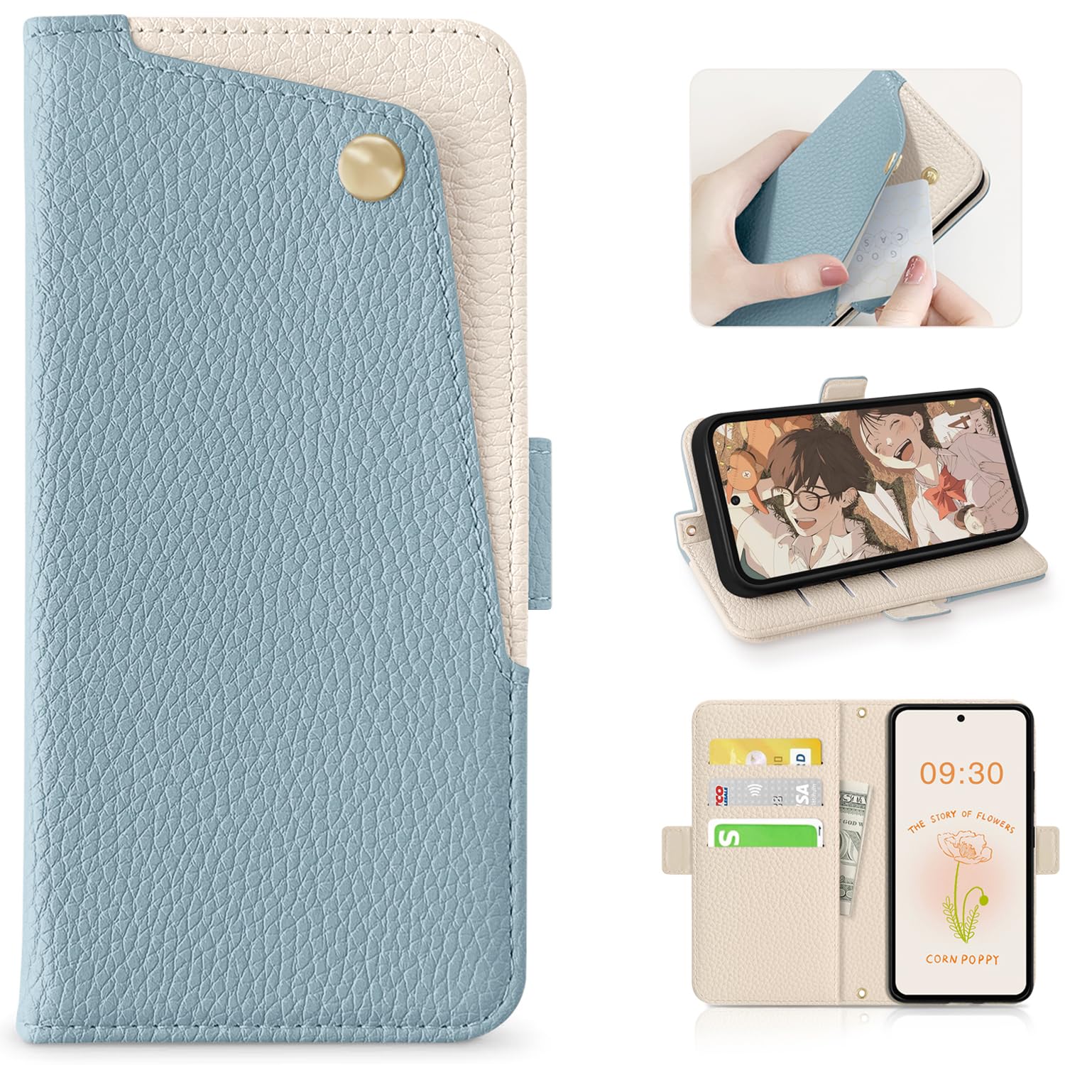 CASSYOOK 適用 galaxy s25 ケース 手帳型 ギャラクシーs25 ケース 財布型 カードポケット付き スマホケース galaxy s25 カバー 全面保護 カード収納 横置きスタンド機能 高級PUレザー おしゃれ 上質な手触り 擦り傷防止 Samsung ギャラクシー S25 / SC-51F / SCG31 用 カバー(ブルー)