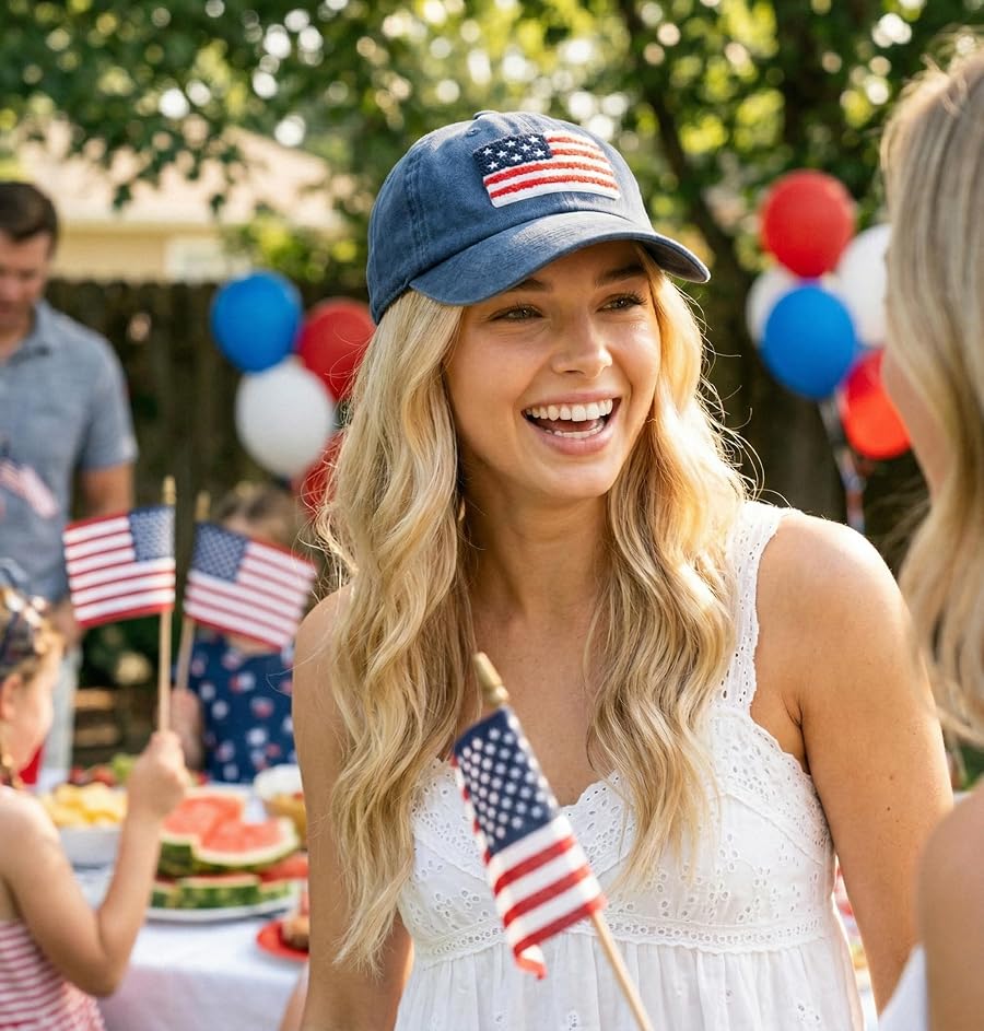 View 8 of American Flag Terrycloth Patch Cap
