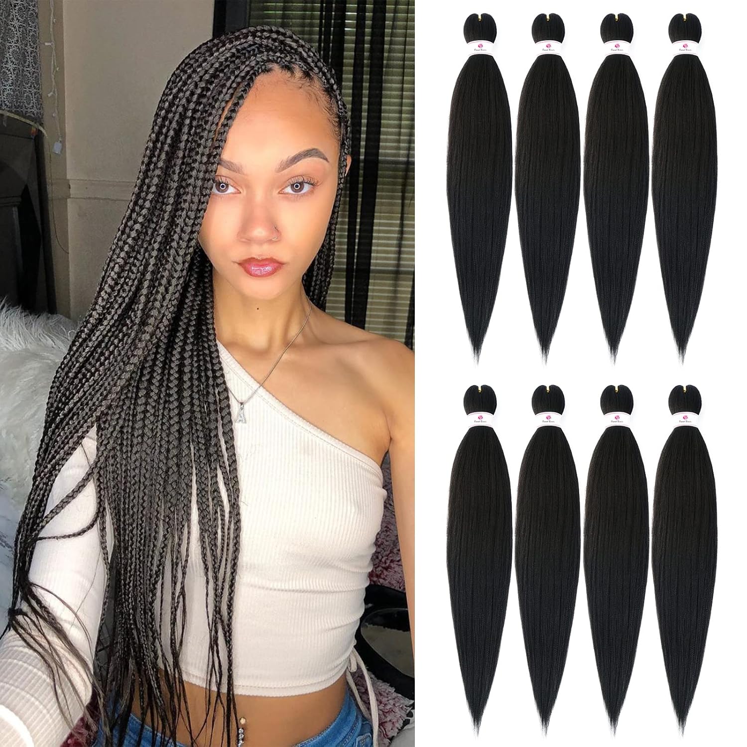 Prestretched Braids Hair 26 Inch 8 Packs Professional Itch Free Hot Water Setting