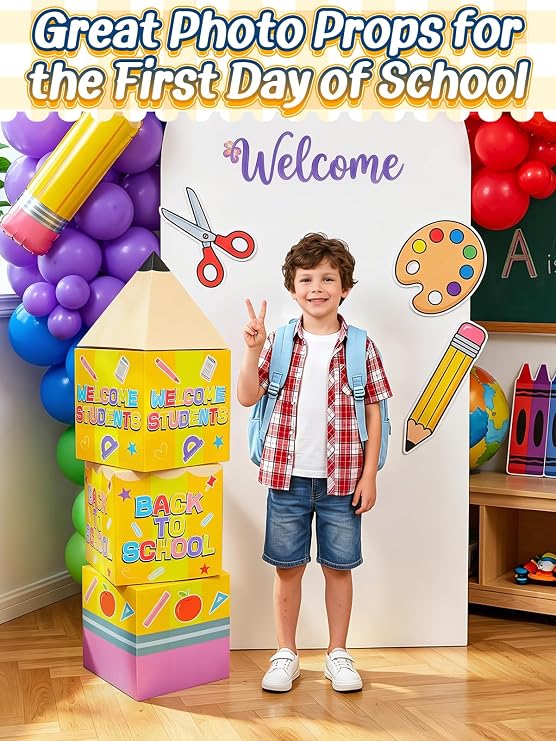 Acostop 46 3D Pencil Paper Box Back to School Decor for Welcome Students