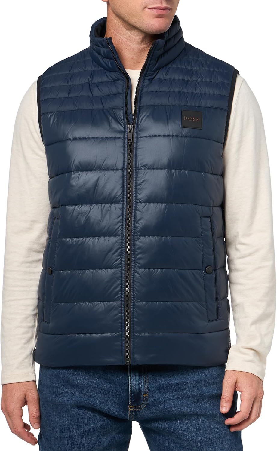BOSS Men's Lightweight Nylon Patch Logo Puffer Vest