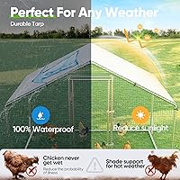 Vista 4 de Quictent Gallinero grande de metal para más de 10 aves de corral con paño de hardware lateral y cubierta impermeable, serie avanzada para Plateado