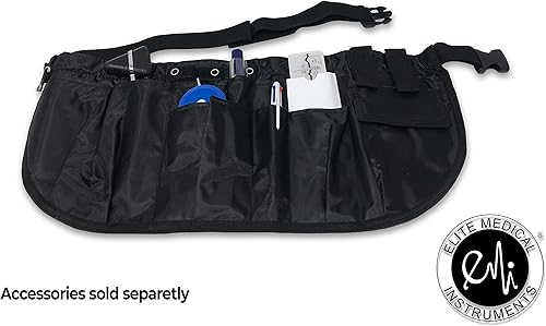 Miniatura 4 de EMI BLACK - Delantal médico de nailon para enfermera, organizador de cinturón, cangurera, tamaño grande, cuenta con 10 bolsillos, conveniente para