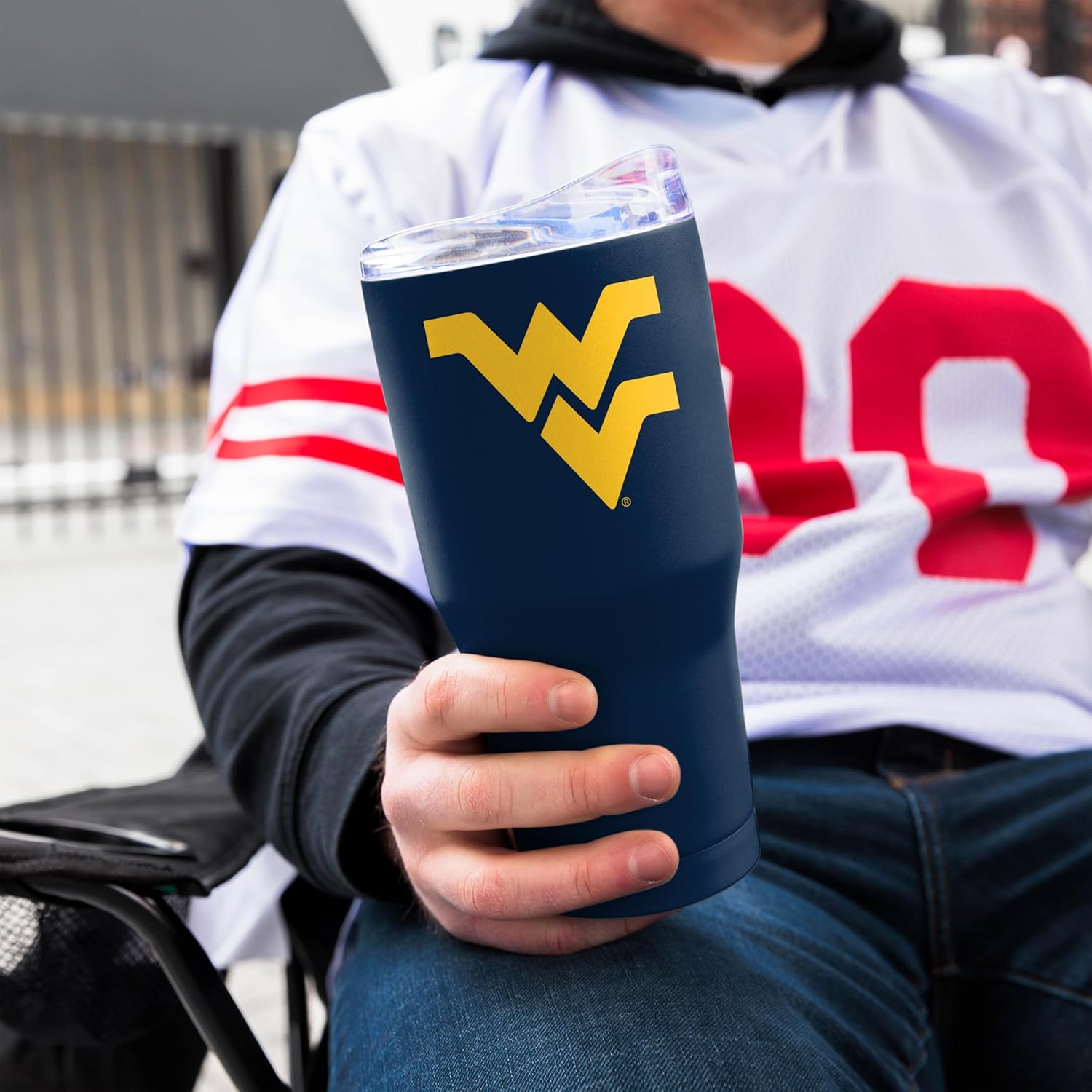 Logo Brands NCAA 30 oz Powder Coat Tumbler - Double-Wall, Vacuum-Insulated Stainless Steel With High-Lip Slider Lid–Keeps Drinks Hot Or Cold For Hours – Ideal For Tailgates & Everyday Use - Image 4