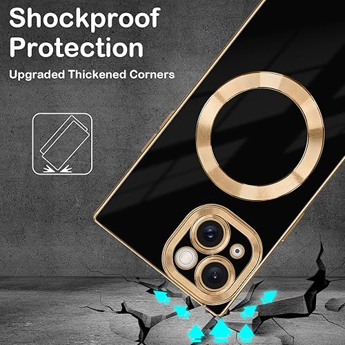 Miniatura 5 de PSIOXY Funda magnética cuadrada para iPhone 15 compatible con Magsafe compatible con carga inalámbrica protección a prueba de salpicaduras TPU suave