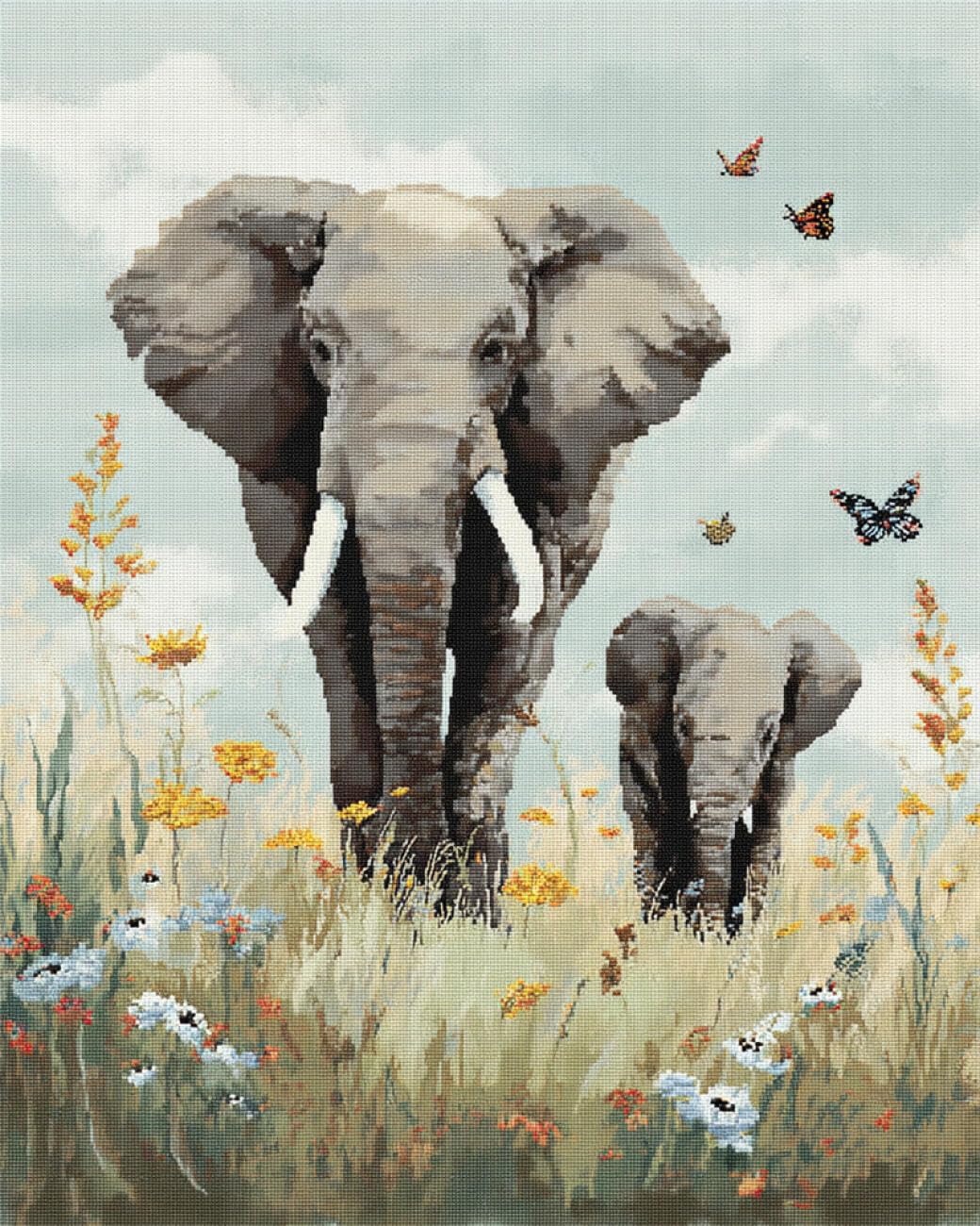 Rqwybcaxn Seed Bead Embroidery Kits Cartoon Elephant 40x50cm