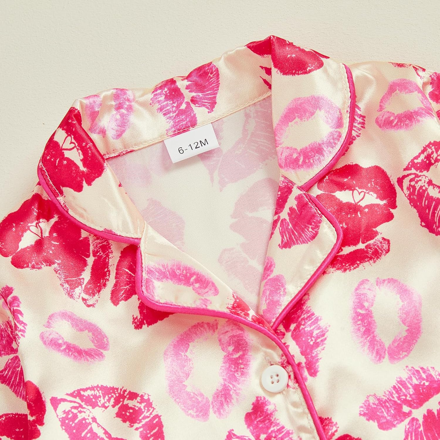 2Pcs Valentines Pajamas for Toddler Girl Lapel Button Bows Heart Print Tops and Pants Little Kids Girls PJ Nightgown - Image 3