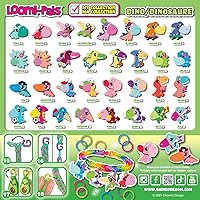 Vista 5 de Rainbow Loom Loomi-Pals Dino coleccionable, cuenta con 30 encantos misteriosos con temática de dinosaurios y 600 bandas de goma coloridas, todo