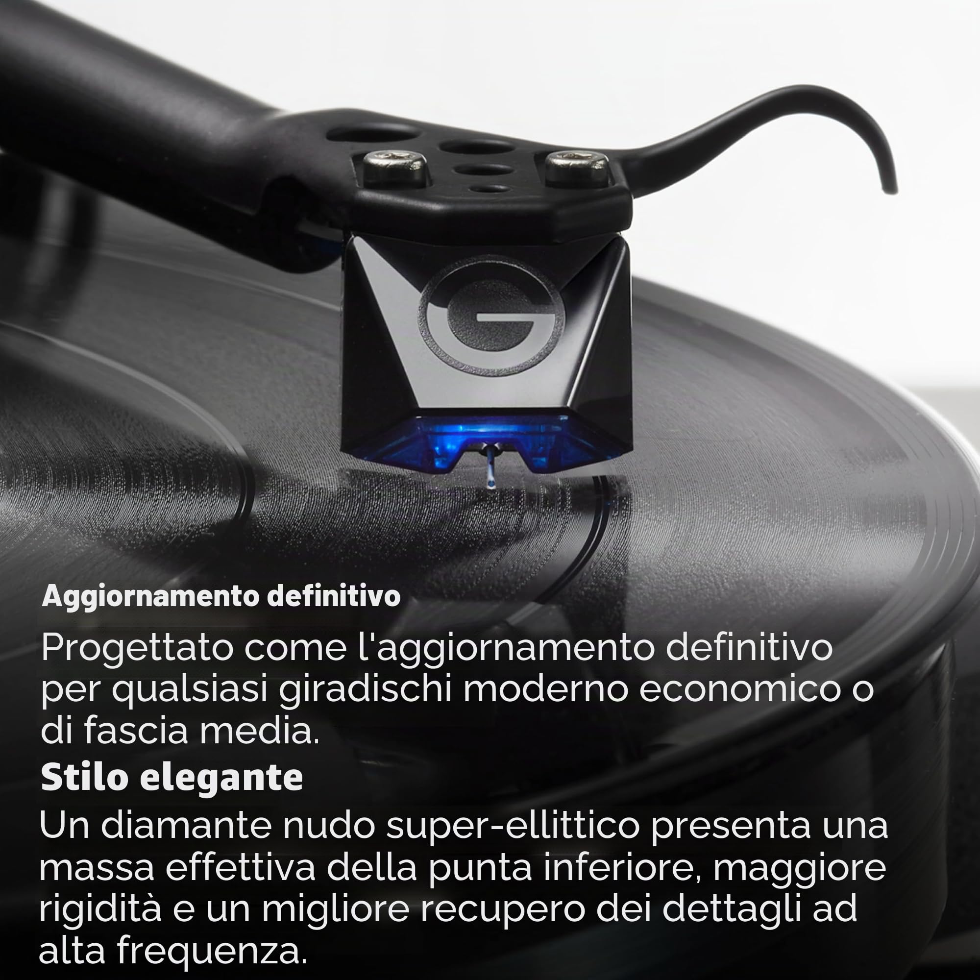 Goldring Cartuccia fono E4 ad alta potenza con magnete mobile per giradischi in vinile Hi-fi – con stilo sferico e cantilever in alluminio