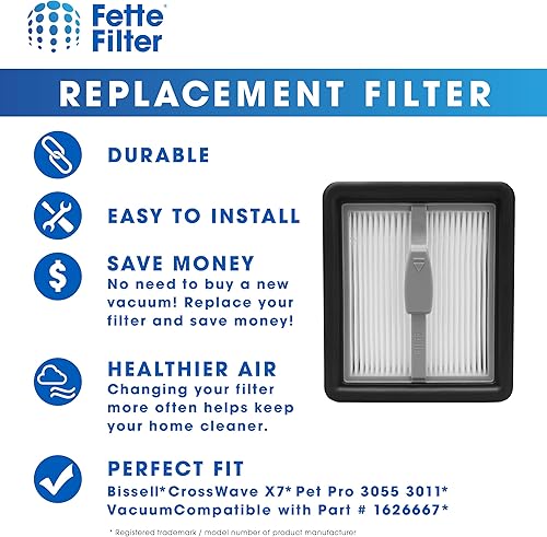 Miniatura 4 de Fette Filter - 3350 Hepa Filter Replacement Compatible with Bissell Crosswave X7 Wet Dry Vac Model Number 3276A 3279 3277 3011 3055 Compare to Part