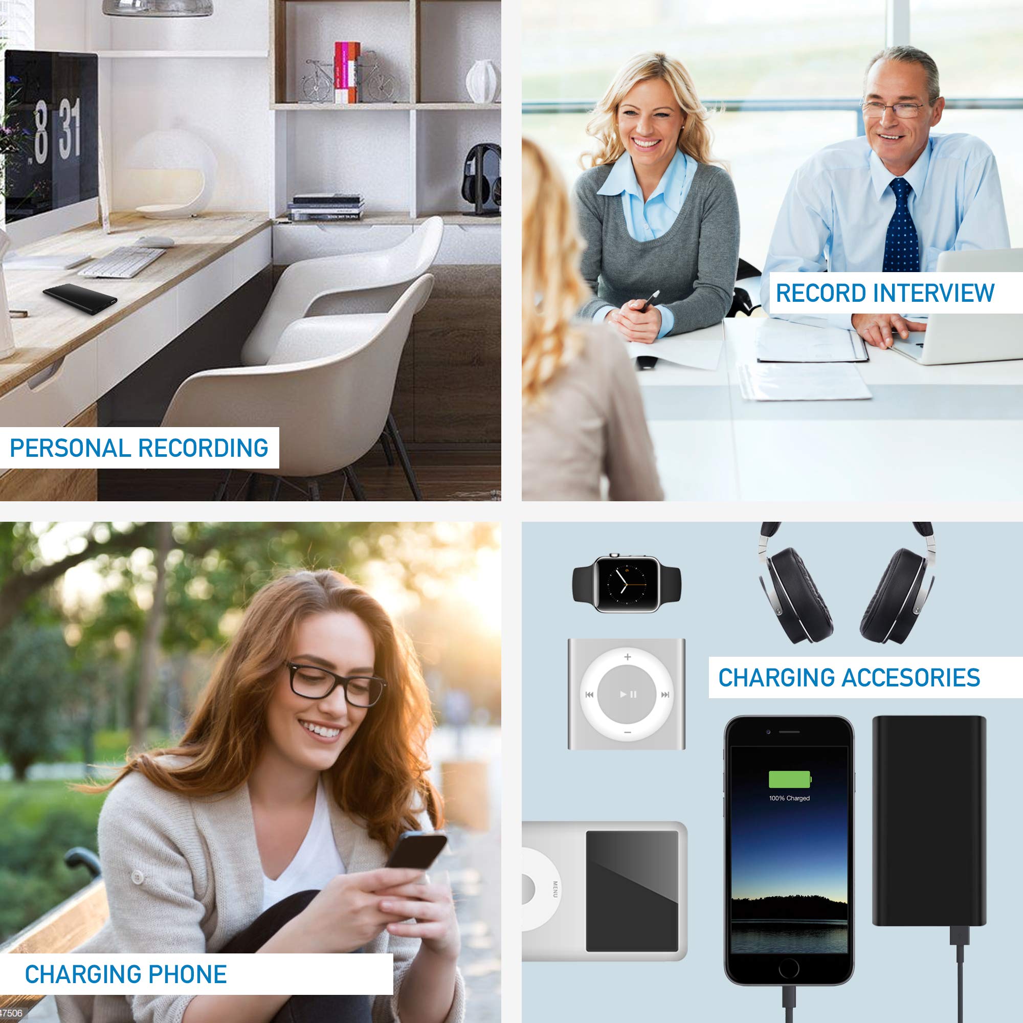 Registratore Vocale per 14 Giorni di Registrazione - 5000 mAh Batteria - Audio Registratore ad Attivazione Vocale - 380 ore Capacita - PoweREC di Atto Digital