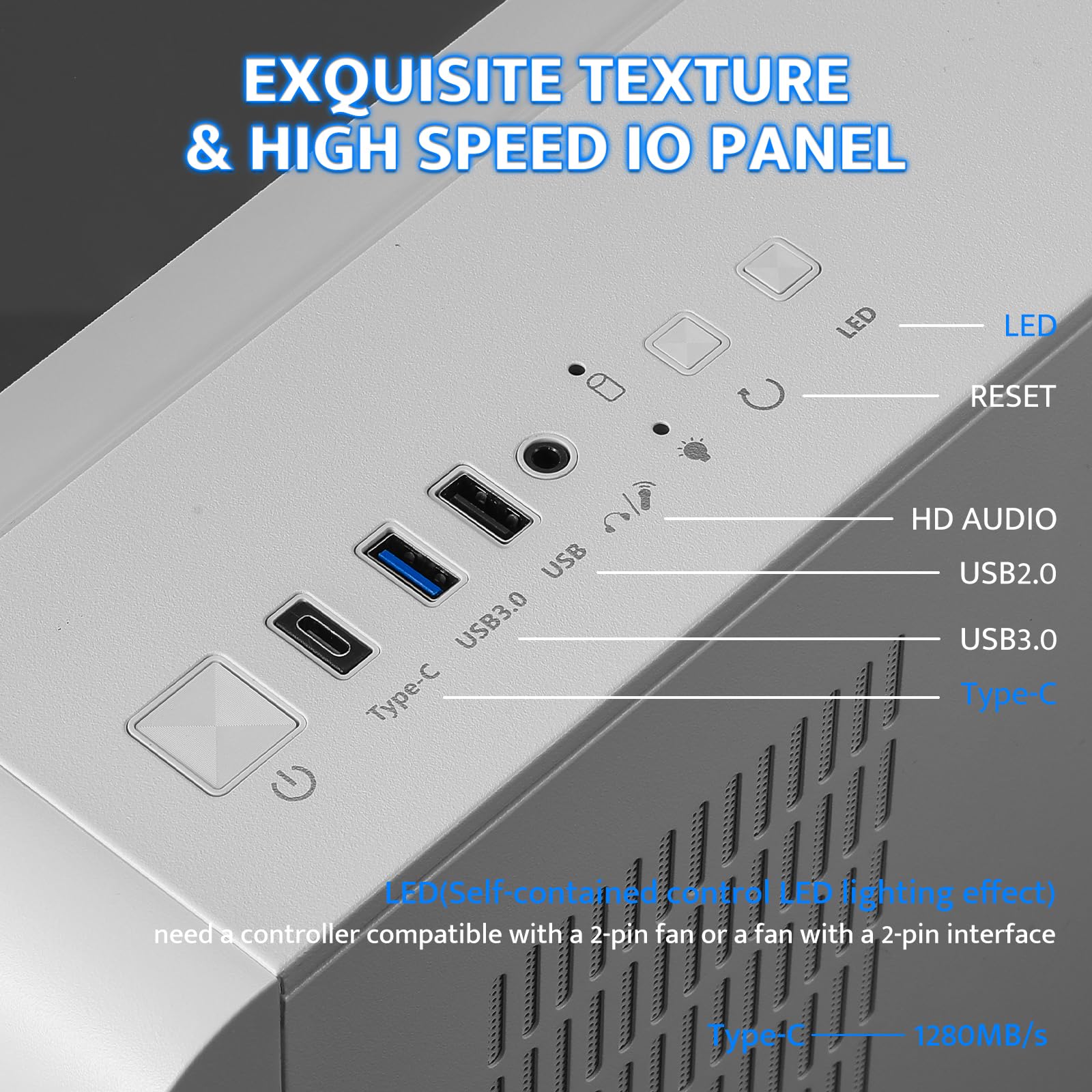 darkFlash MATX Gaming PC Case con schermo, tre lati vetro Micro-ATX custodia, curvo Full View Dual, 3 PWM ARGB Fans Computer Case preinstallato, Tipo C, RTX 40 compatibile, bianco (L280M)