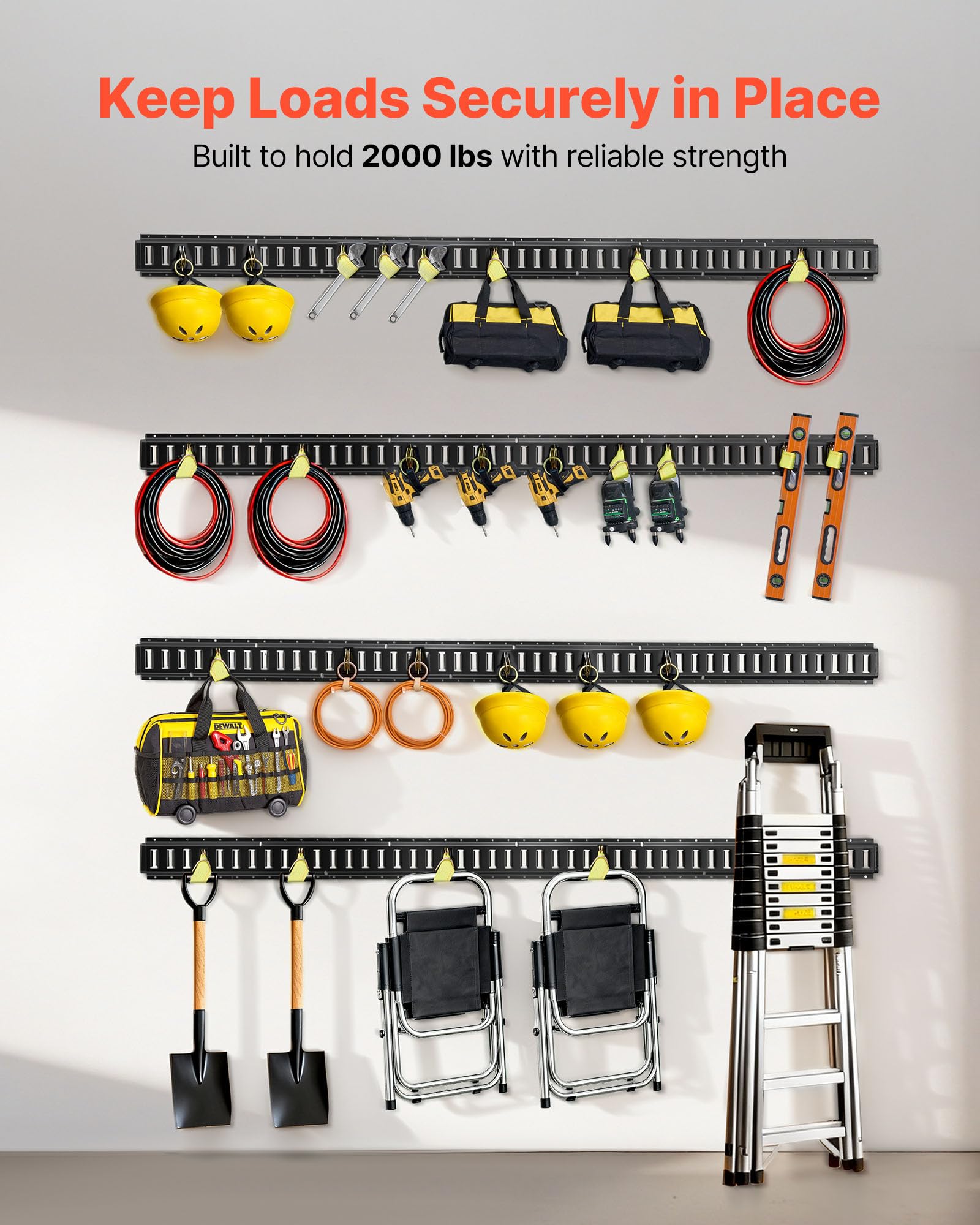 VEVOR E-Track-Zurrschienen, 4er-Pack, 2,3 m E-Track-Schienen sichern Fracht & schwere Lasten bis zu 909 kg, Anhänger-Zurrsystem für Garagen, Lieferwagen, Motorrad-Zurrschienen, ATV-Halterungen