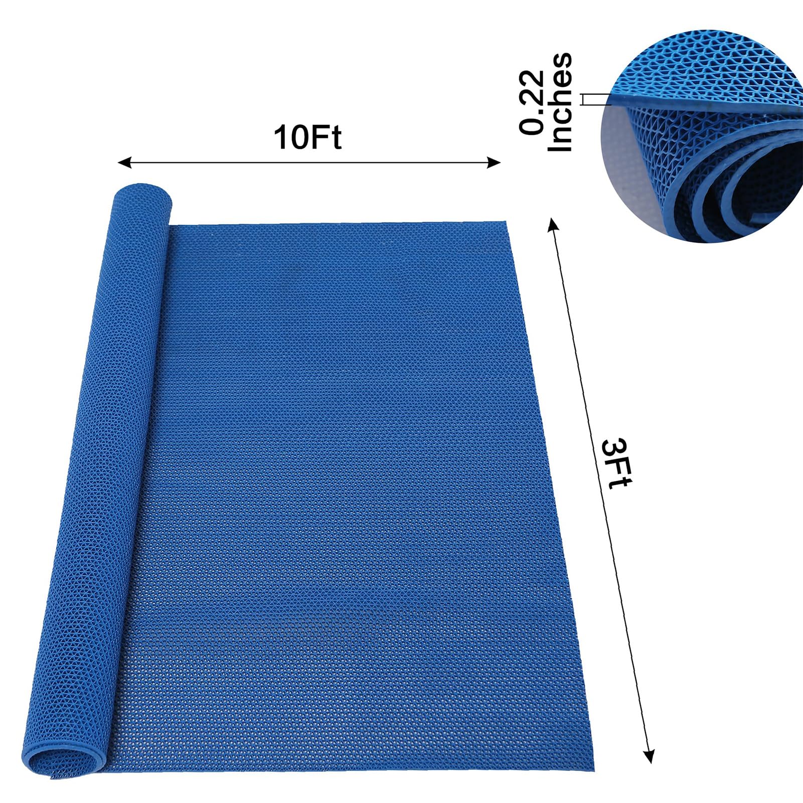 Entwässerungs-Anti-Rutsch-Matten, 3x10 FT Schwerlast Gewerbliche Fußmatte, Gitter-Hohlboden-Pads Rolle, S-Förmige Vielseitige Matte für Nasse Bereiche Schwimmbad,Blau