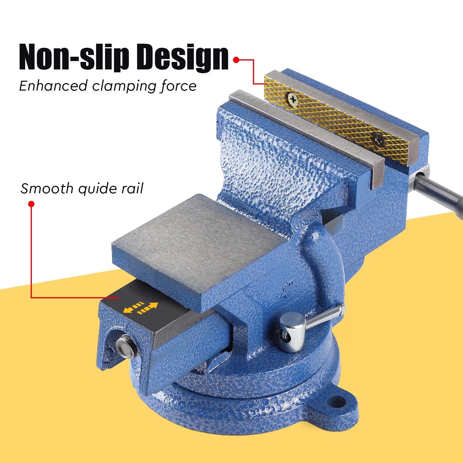 SWAWIS Morsa da Banco in Ghisa con Base Girevole 360 °, Larghezza Ganasce 100mm, può Essere Utilizzato per Fissare Pezzi di Legno e Metallo(Blu)