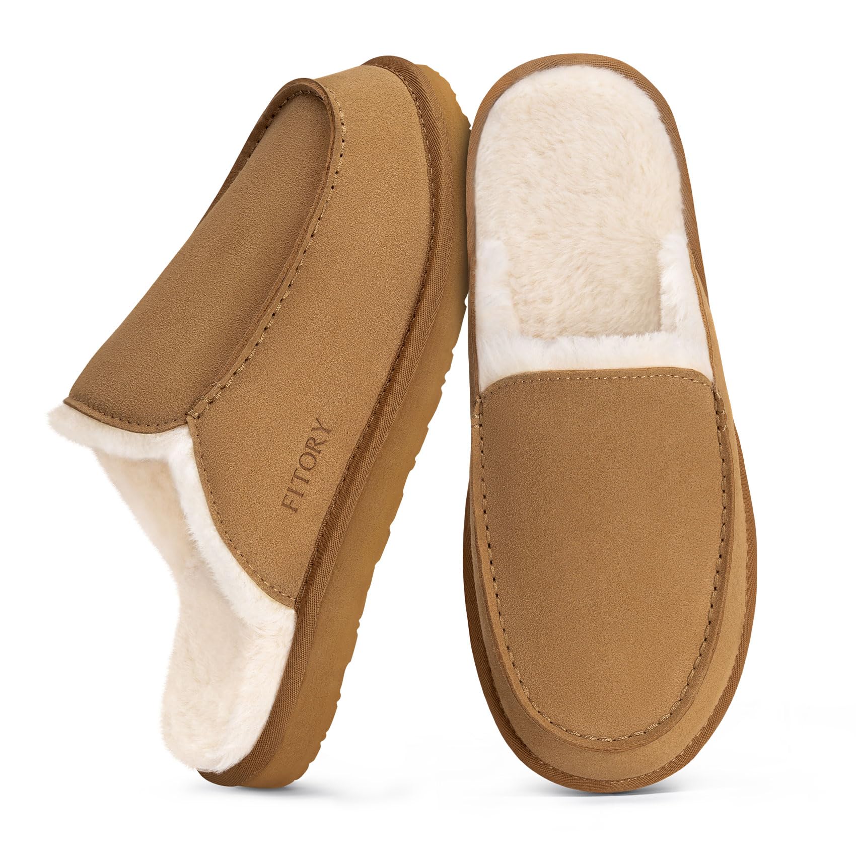 FITORY Mens Faux Fur House Slippers Slip on Cozy Winter Shoes for Indoor and Outdoor Size 7-14