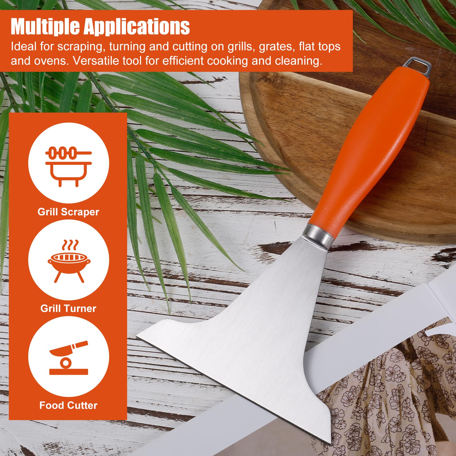Gosknor Raspador de Plancha para Superficie Plana, Acero Inoxidable Raspador de Plancha para Exteriores Raspador de Parrilla Duradero Antideslizante para Parrilla al Aire Libre